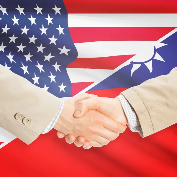 Zakenlieden handdruk - Verenigde Staten en Taiwan — Stockfoto