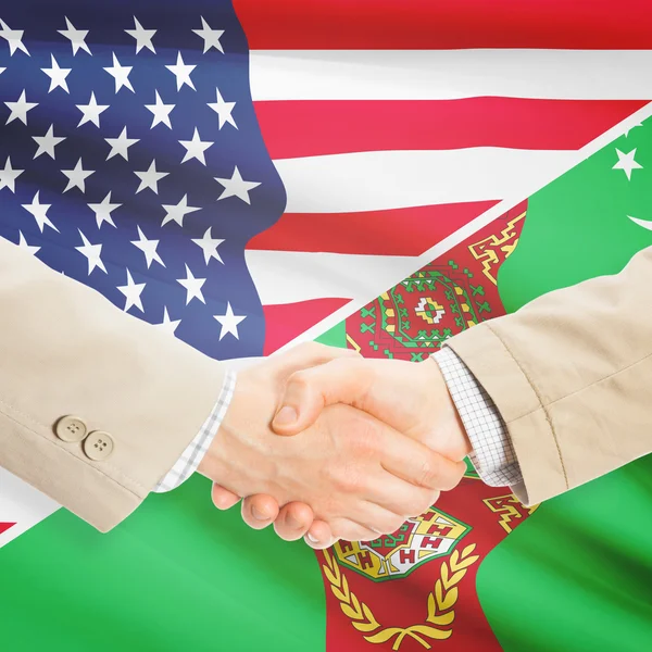 Podnikatelé handshake - USA a Turkmenistán — Stock fotografie