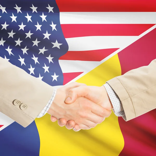 Unternehmer-Handshake - USA und Rumänien — Stockfoto