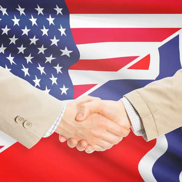 Apretón de manos de hombres de negocios - Estados Unidos y Noruega — Foto de Stock