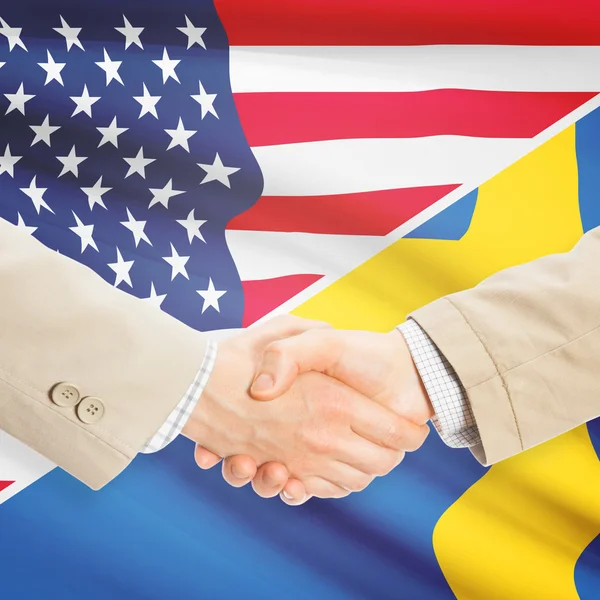 Unternehmer-Handshake - USA und Schweden — Stockfoto