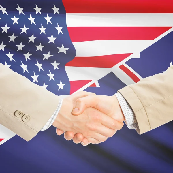 Stretta di mano degli uomini d'affari - Stati Uniti e Nuova Zelanda — Foto Stock