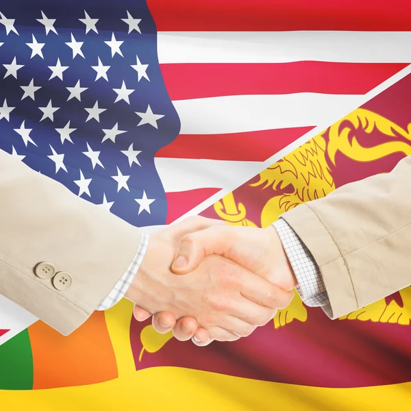 Apretón de manos de hombres de negocios - Estados Unidos y Sri Lanka — Foto de Stock