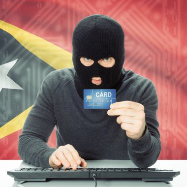 Concept of cybercrime with national flag on background - East Ti clipart