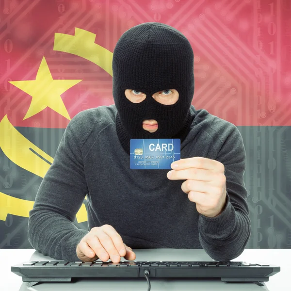 Concept of cybercrime with national flag on background - Angola — Stock Photo, Image