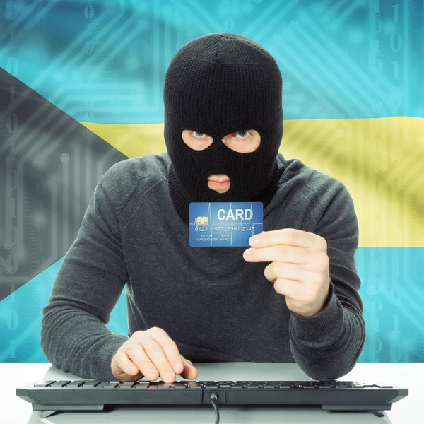 Concept of cybercrime with national flag on background - Bahamas — Stock Photo, Image