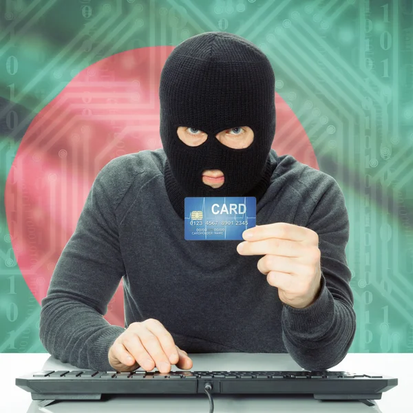 Concept of cybercrime with national flag on background - Banglad — Stock Photo, Image