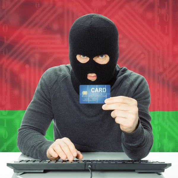 Concept of cybercrime with national flag on background - Belarus — Stock Photo, Image