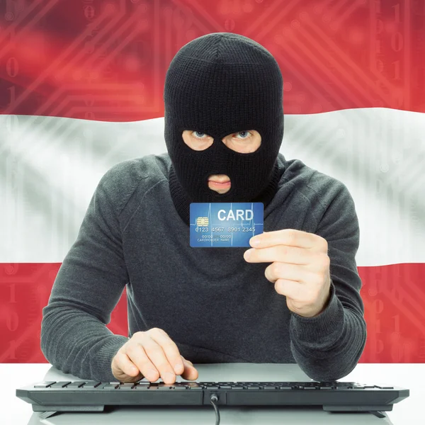 Concept of cybercrime with national flag on background - Austria — Stock Photo, Image