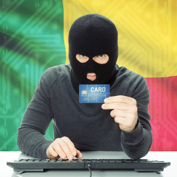 Concept of cybercrime with national flag on background - Benin — Stock Photo, Image