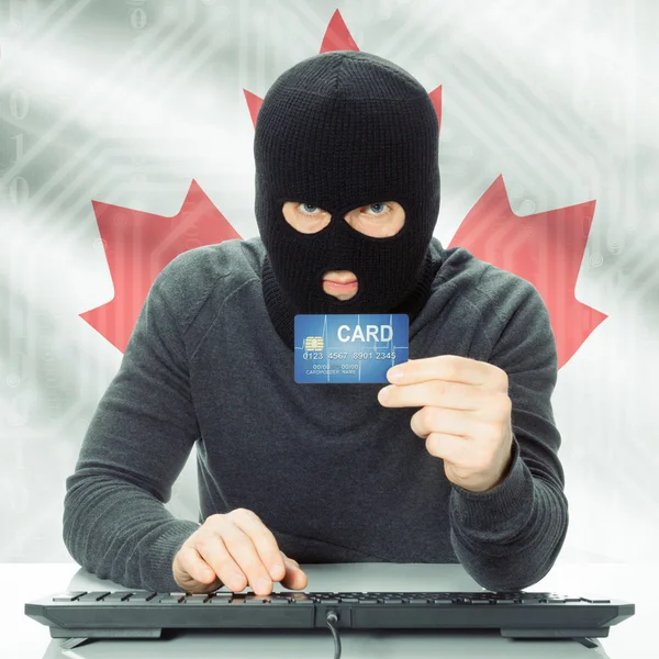 Concepto de delito informático con la bandera nacional de Fondo - Canadá —  Fotos de Stock
