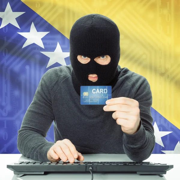 Concept de la cybercriminalité avec le drapeau national sur fond - Bosnie — Photo