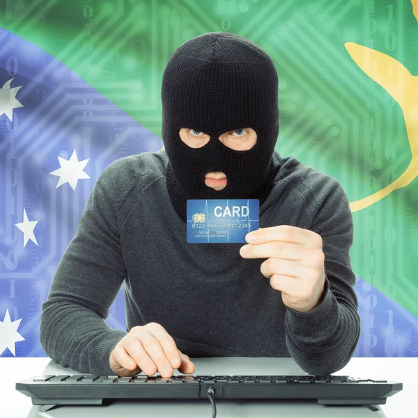 Concept of cybercrime with national flag on background - Christm — Stock Photo, Image