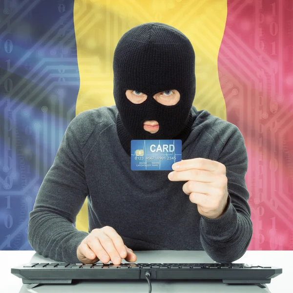 Concept of cybercrime with national flag on background - Chad — Stock Photo, Image