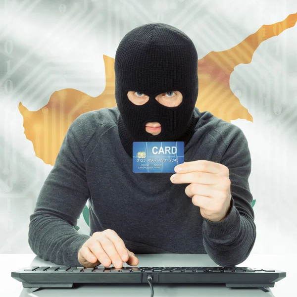 Concept of cybercrime with national flag on background - Cyprus — Stock Photo, Image