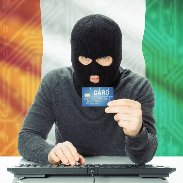 Concept of cybercrime with national flag on background - Ivory C — Stock Photo, Image