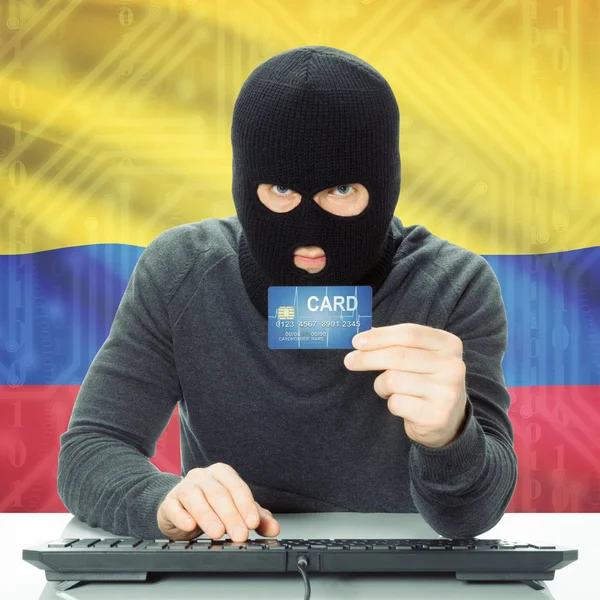 Concept of cybercrime with national flag on background - Colombi — Stock Photo, Image