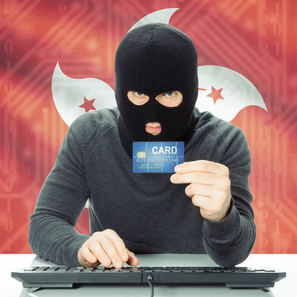 Concept of cybercrime with national flag on background - Hong Ko — Stock Photo, Image