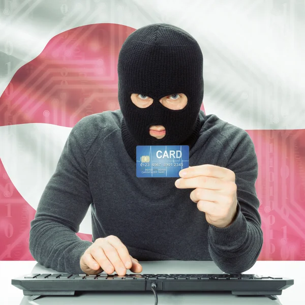 Concept of cybercrime with national flag on background - Greenla — Stock Photo, Image