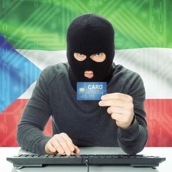 Concept of cybercrime with national flag on background - Equator — Stock Photo, Image