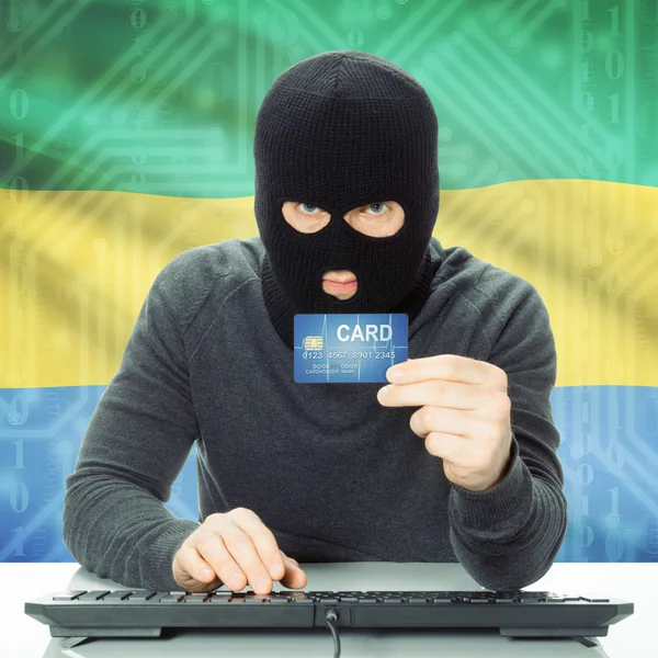 Concept of cybercrime with national flag on background - Gabon — Stock Photo, Image