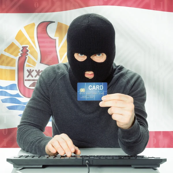 Concept of cybercrime with national flag on background - French — Stock Photo, Image