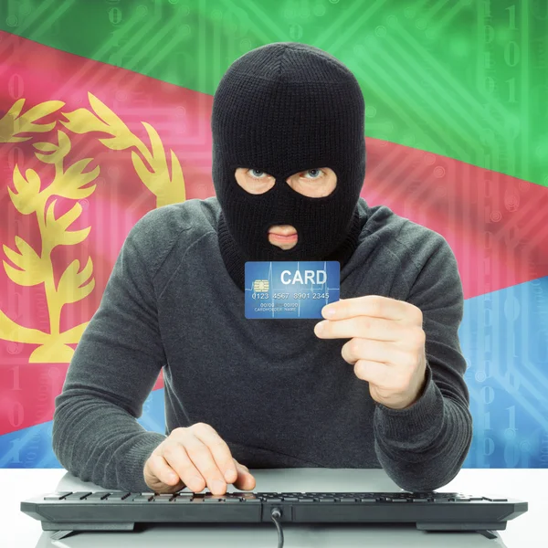 Concept of cybercrime with national flag on background - Eritrea — Stock Photo, Image