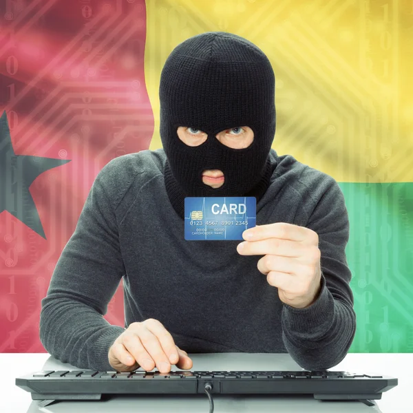 Pojęcie o cyberprzestępczości z flagi narodowej na tle - Gwinea- — Zdjęcie stockowe