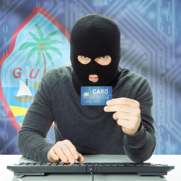 Concept of cybercrime with national flag on background - Guam - Stock-foto