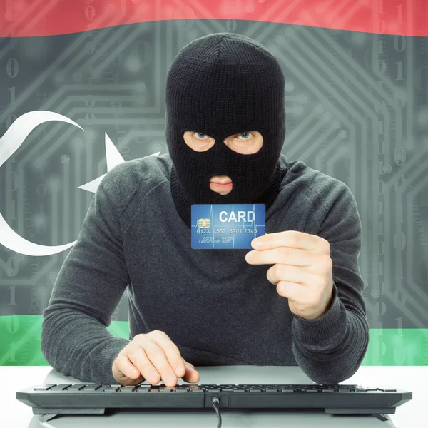 Concept of cybercrime with national flag on background - Libya — Stock Photo, Image