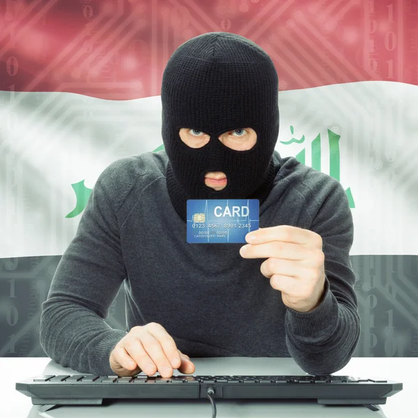 Concept of cybercrime with national flag on background - Iraq — Stock Photo, Image