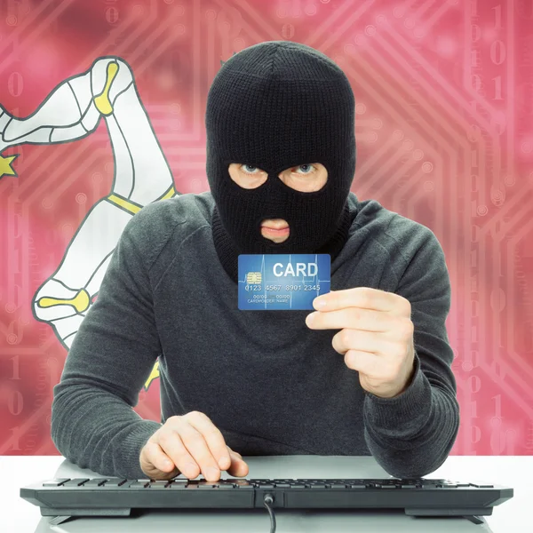 Concept of cybercrime with national flag on background - Isle of — Stock Photo, Image