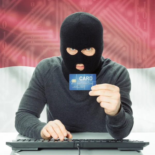 Concept of cybercrime with national flag on background - Indones — Stock Photo, Image