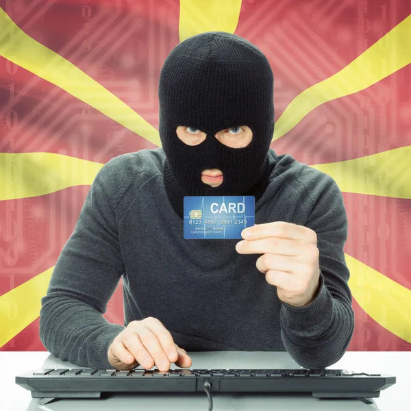 Concept of cybercrime with national flag on background - Macedon — Stock Photo, Image