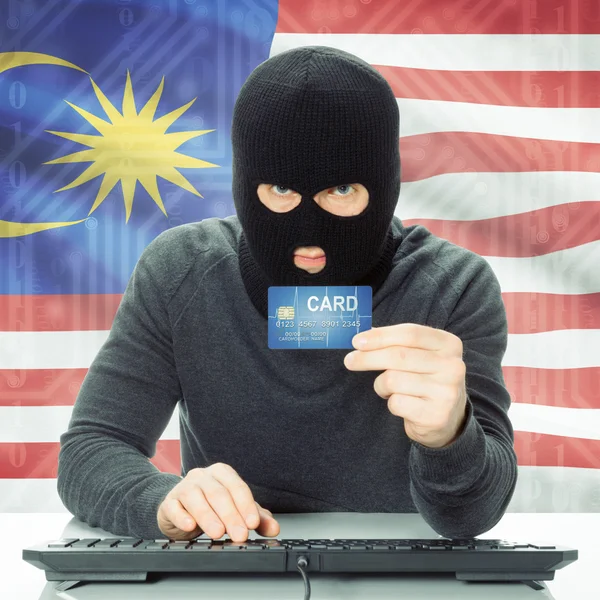 Concept de la cybercriminalité avec le drapeau national sur fond - Malaysi — Photo