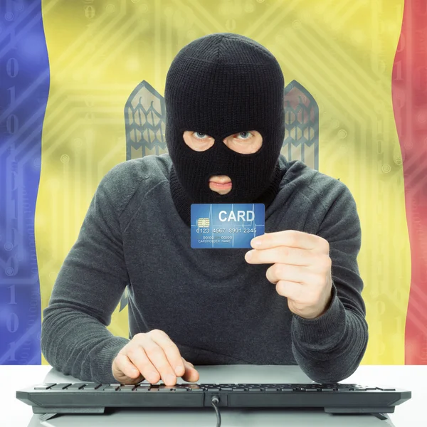 Concept of cybercrime with national flag on background - Moldova - Stock-foto