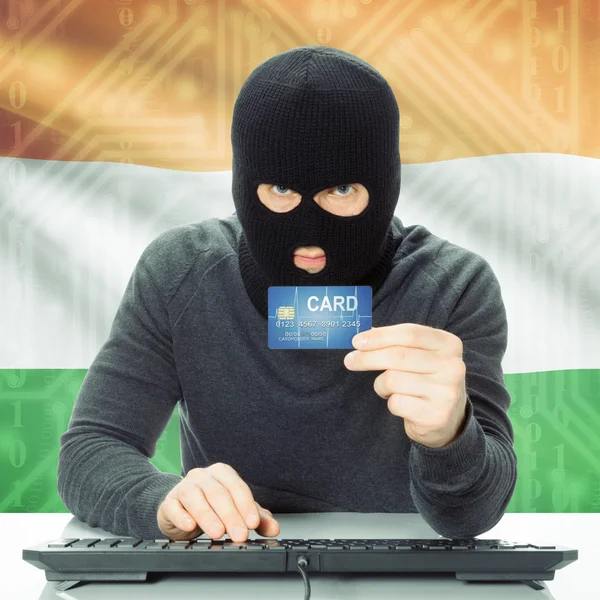 Concept of cybercrime with national flag on background - India — Foto de Stock