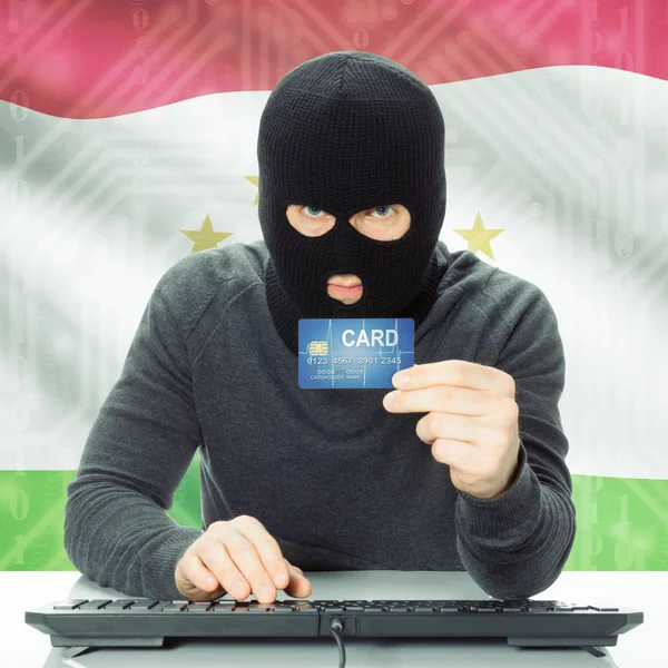 Concepto de delito informático con la bandera nacional de fondo - Tajikis — Foto de Stock
