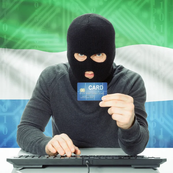 Concept of cybercrime with national flag on background - Sierra — Stock Photo, Image