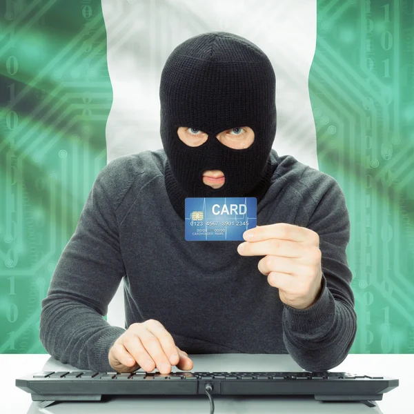 Concept of cybercrime with national flag on background - Nigeria — Stock Photo, Image