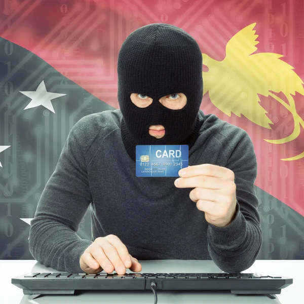 Concept of cybercrime with national flag on background - Papua N — Stock Photo, Image