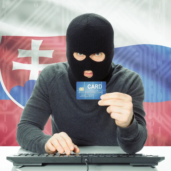 背景 - Slovaki 上の国旗とサイバー犯罪の概念 — ストック写真