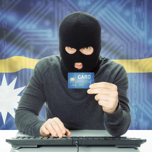 Concept of cybercrime with national flag on background - Nauru — Stock Photo, Image