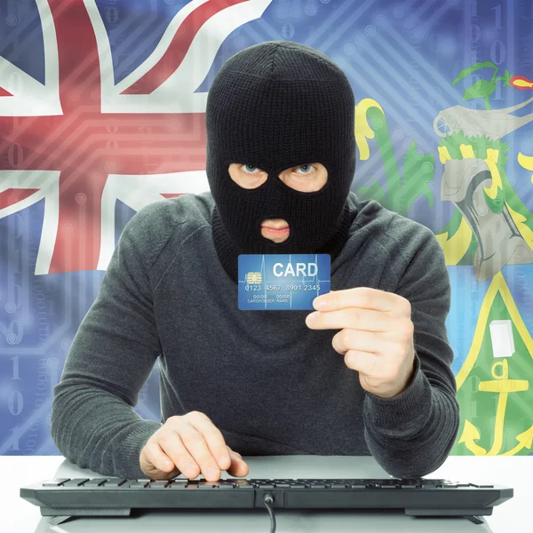 Понятие о киберпреступности с национальным флагом на фоне - Pitcair — стоковое фото