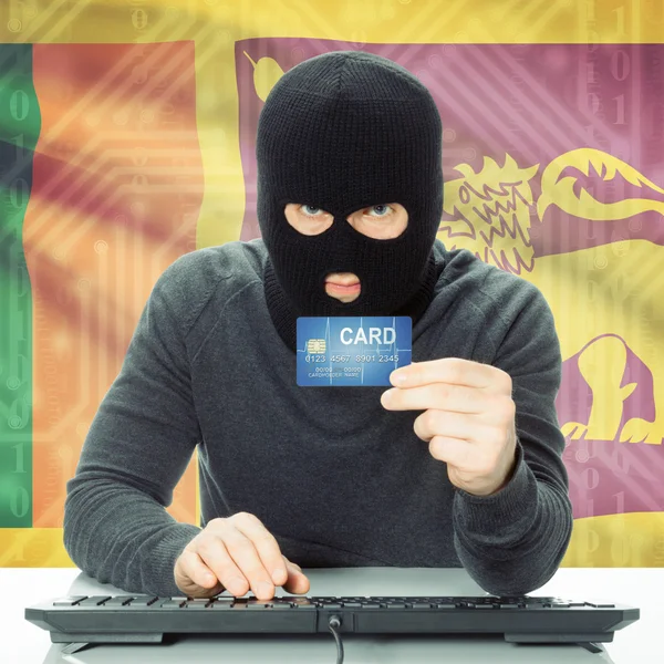 Concept of cybercrime with national flag on background - Sri Lan — Stock Photo, Image