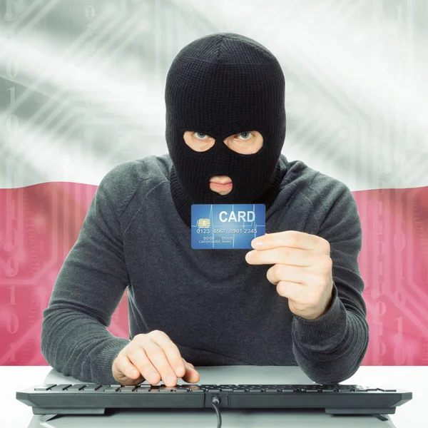 Concept of cybercrime with national flag on background - Poland — Stock Photo, Image