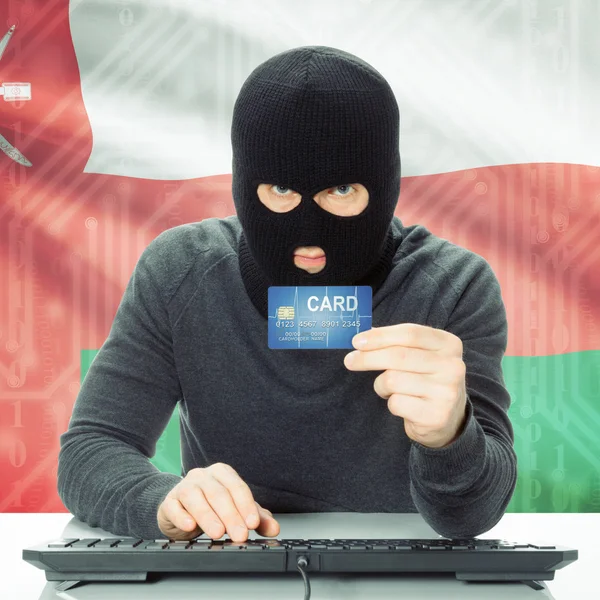 Concept of cybercrime with national flag on background - Oman — Stock Photo, Image