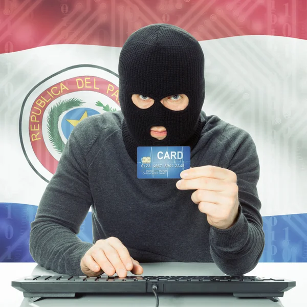 Concept of cybercrime with national flag on background - Paragua — Stock Photo, Image