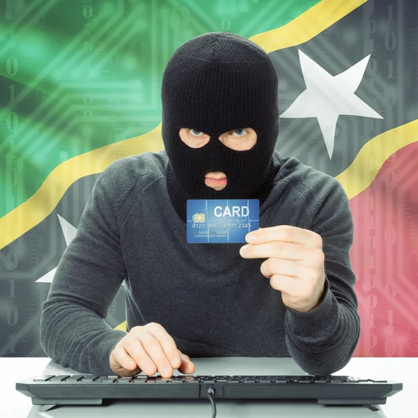 Concept of cybercrime with national flag on background - Saint K — Stock Photo, Image