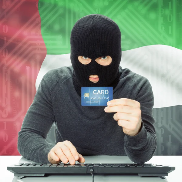 Concept of cybercrime with national flag on background - United — Stock Photo, Image